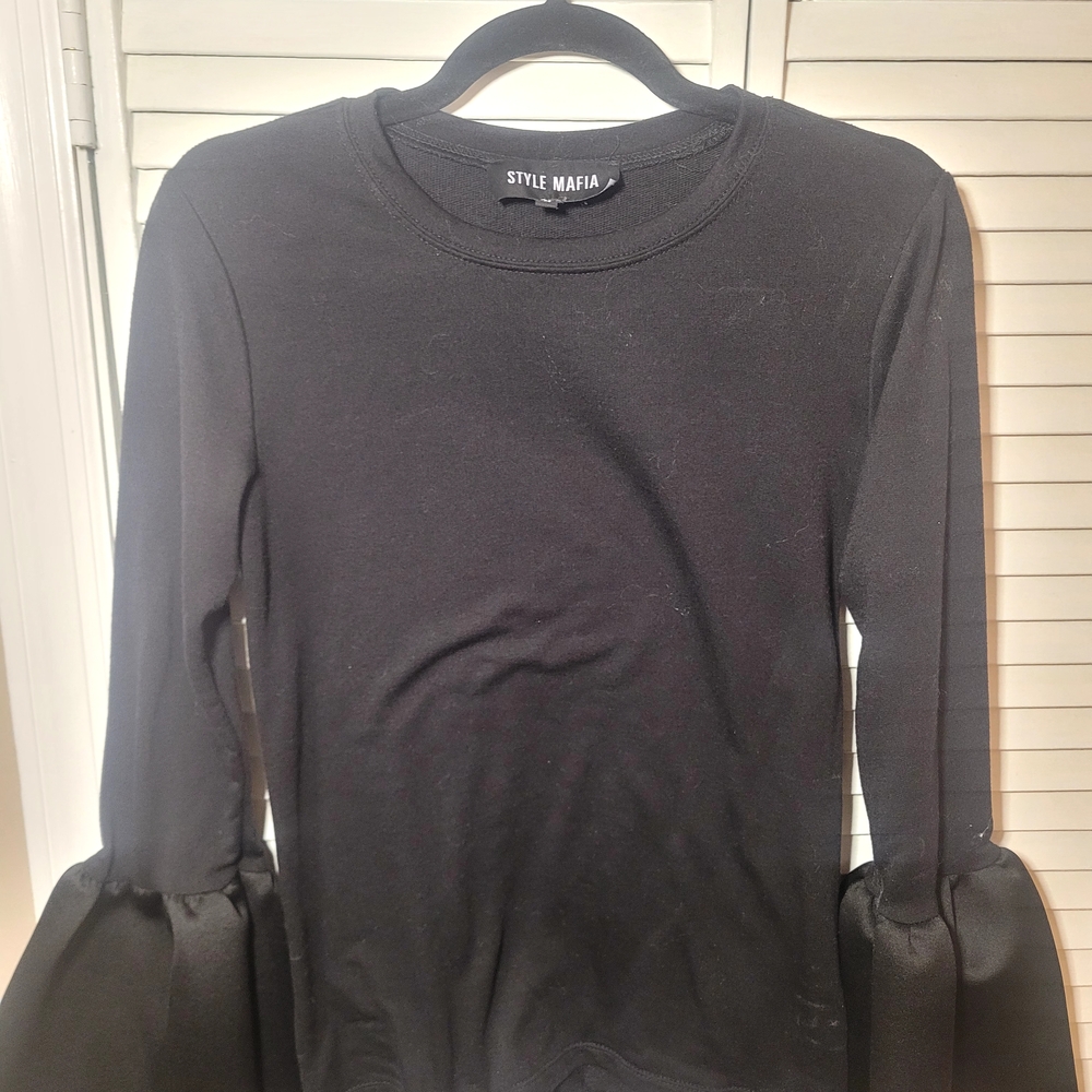 Style Mafia Black Ruffle Sleeve Sweatshirt